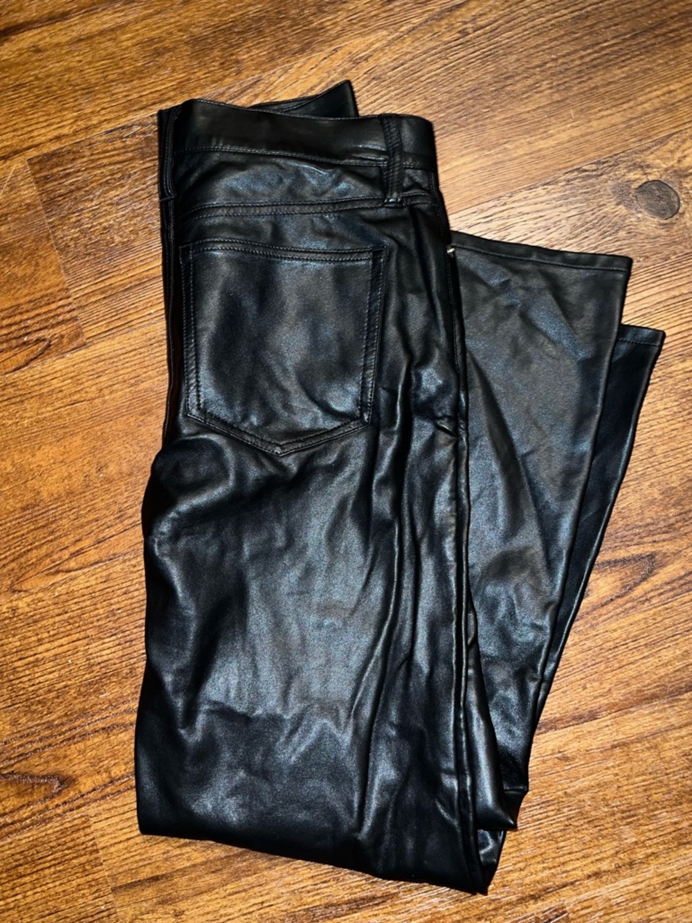 J. Crew Black Faux Leather Straight Leg High Rise 5 Pocket Pants Womens Size 25 - Picture 5 of 8